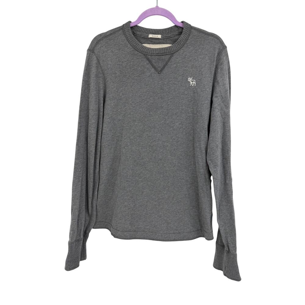 Abercrombie & Fitch Mens L Muscle Tee Long Sleeve Top Gray Y2K 90s Vintage